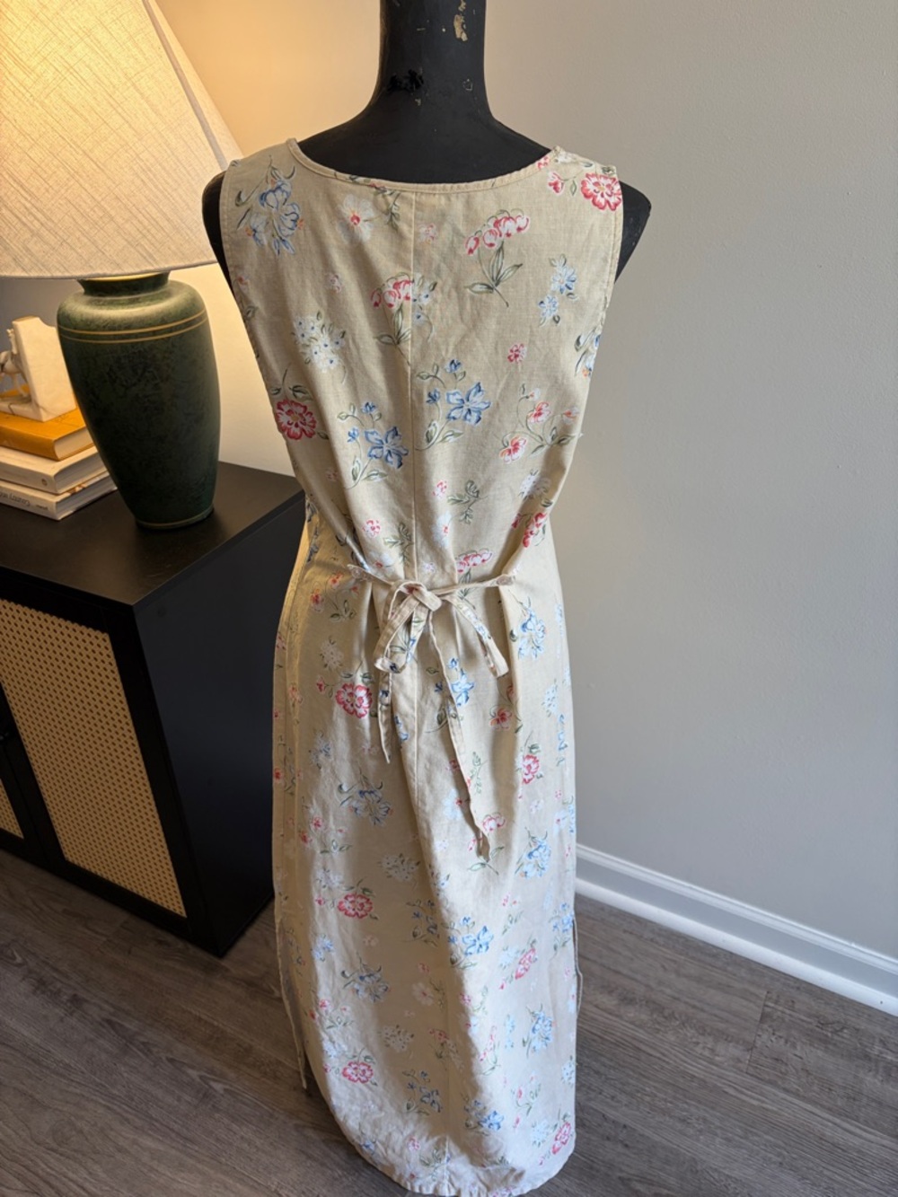 White Stag Romantic Cottage Yellow Cream 55% Linen Floral Maxi Dress Size 4/6 - Picture 3 of 13